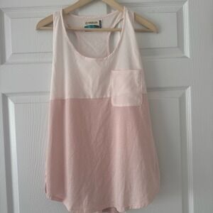Magellan Outdoors Southern Summer Fishing Tank Top Pink Seersucker Racerback L